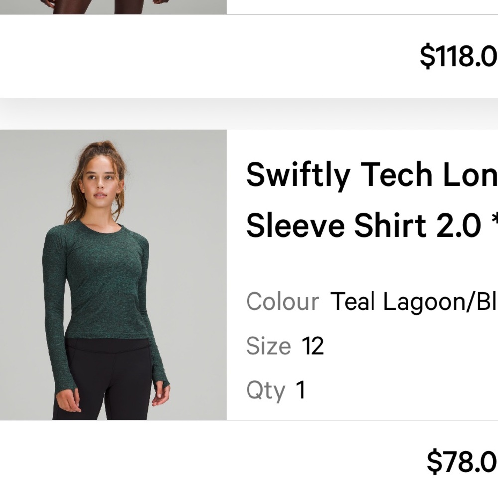 Lululemon Athletica Swiftly Tech Long Sleeve Shirt 2.0 Race Length